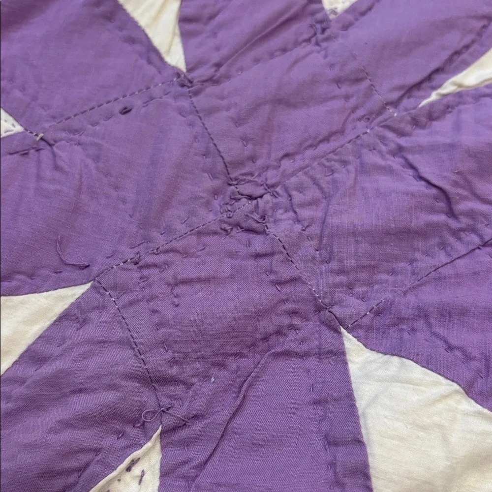 Antique Purple and White Double Wedding Ring Quilt